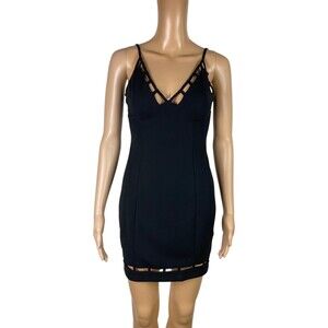ANGL Cutout Mini Black Cocktail Bodycon Party Dress Size Small